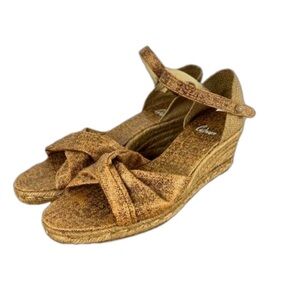 CASTANER Gold Espadrille Wedge Sandal size 40